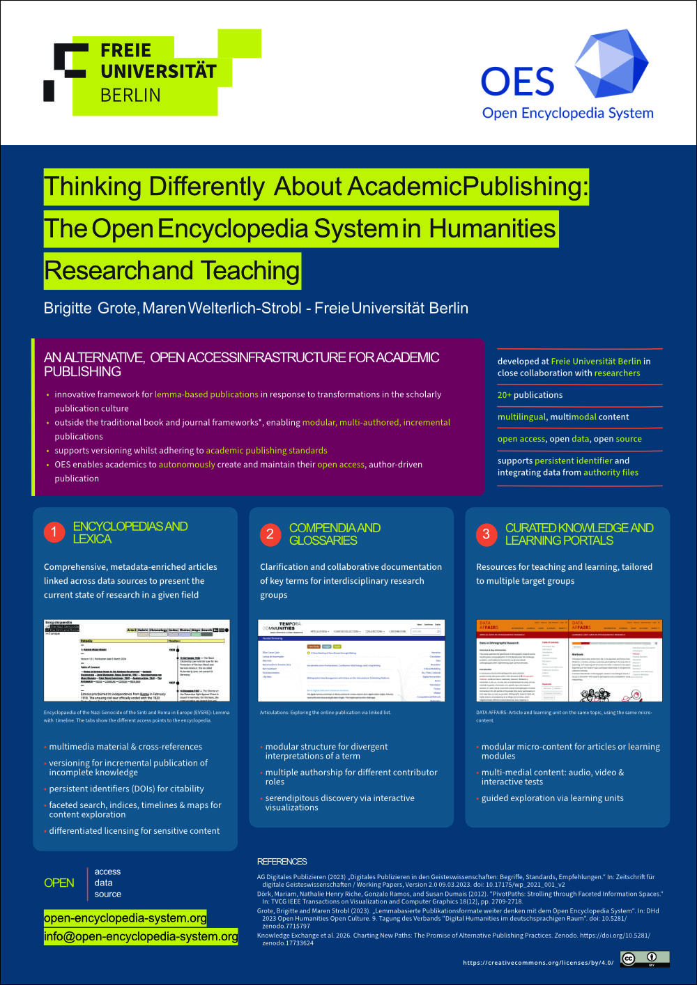 Poster EADH 2026 - Titel: Thinking Differently About AcademicPublishing: The Open Encyclopedia System in Humanities Reasearch and Teaching