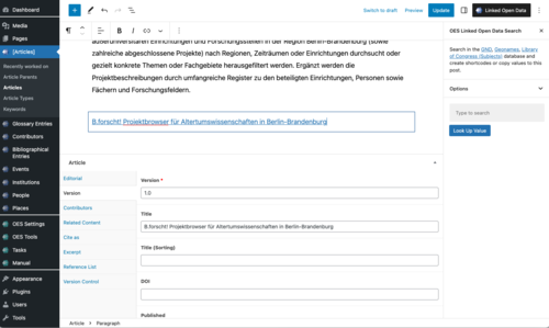 Abbildung3: OES-Redaktionsumgebung