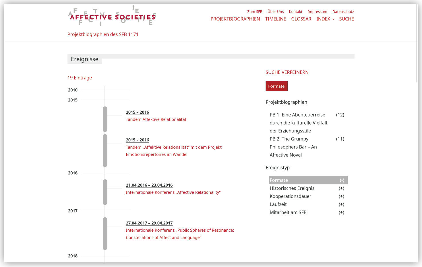 Timeline Projektbiographien - Stand: 18.09.2026