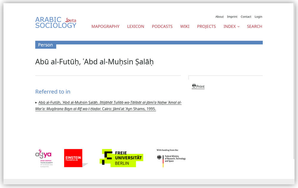 Personeneintrag (Abd al-Muḥsin Ṣalāḥ Abū al-Futūḥ) - Stand: 28.08.2026