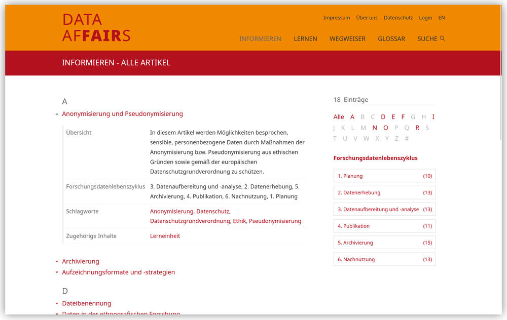 Listenansicht (Artikel) mit geöffnetem Element - Stand: 04.09.2026