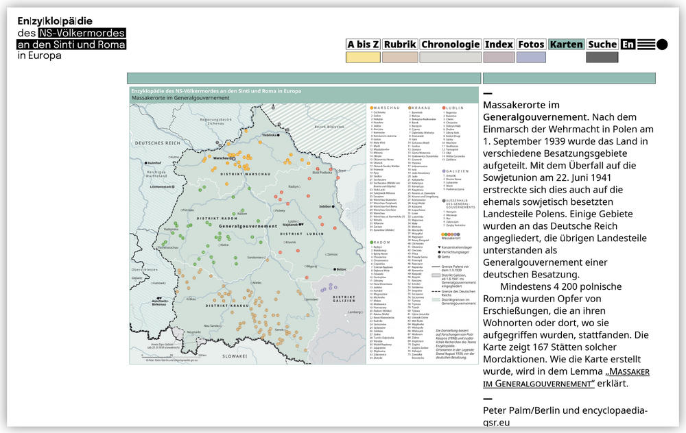 Karte Massaker im Generalgouvernement - Stand Abbildung: 24.08.2026