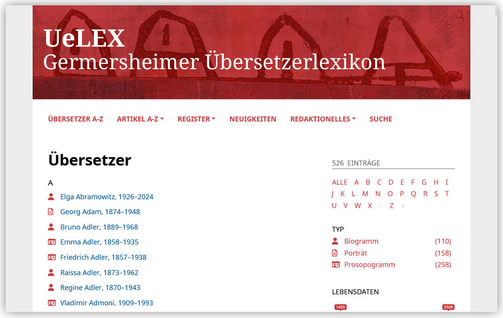 Listenansicht Übersetzer - Stand: 07.07.2026